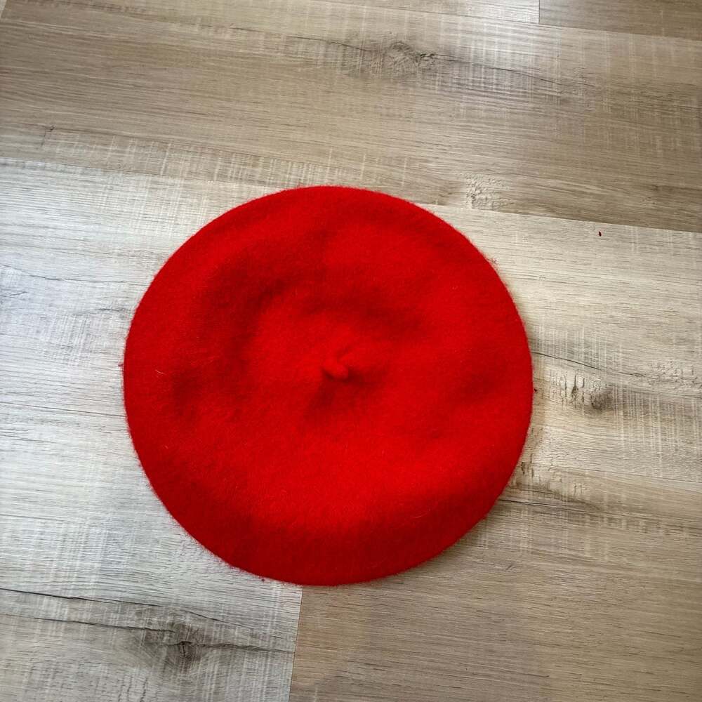 Vintage Red Wool Beret Hat